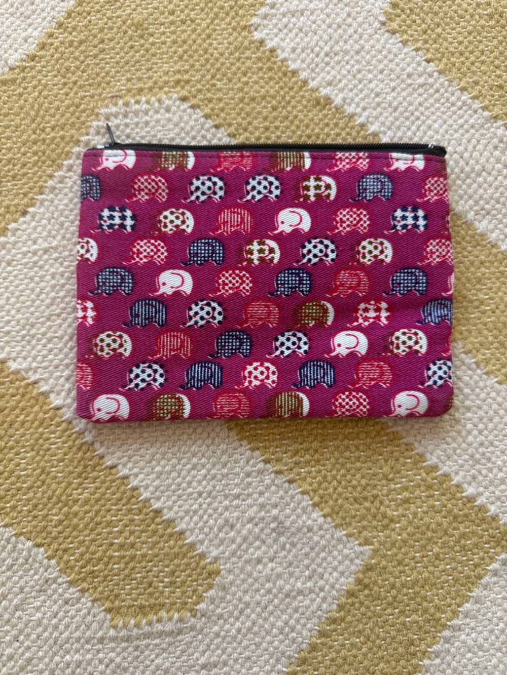 Pink Elephant Print Zip Pouch